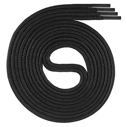 Swissly 1 par de cordones encerados de primera calidad, redondos, para negocios, traje y zapatos de cuero, diámetro 2-4 mm, resistentes, color negro, longitud 150 cm