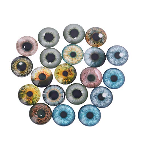 TCM-KE 20 ojos de muñeca de cristal para manualidades de animales para ojos de dinosaurio, accesorios de joyería hechos a mano de 8 mm/12 mm/18 mm