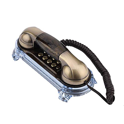 Teléfono Antiguo montado en la Pared Retro, teléfono Fijo de Moda con luz de Fondo Azul para Colocar la Mesa y Colgar en la Pared.(Bronce)