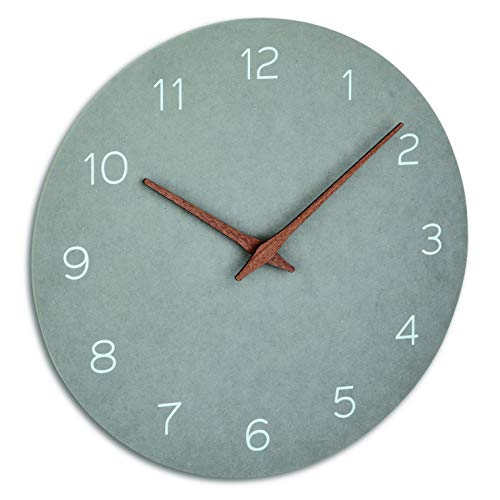 TFA Dostmann 60.3054.10 - Reloj de Pared analógico con manecillas de Madera, Movimiento silencioso, Mecanismo de Calidad, Color Gris hormigón, 297 x 45 x 297 mm