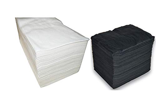 Toallas Desechables Spun-Lace 40x80cm Color Blanco 100 Unidades + Color Negro 100 Unidades