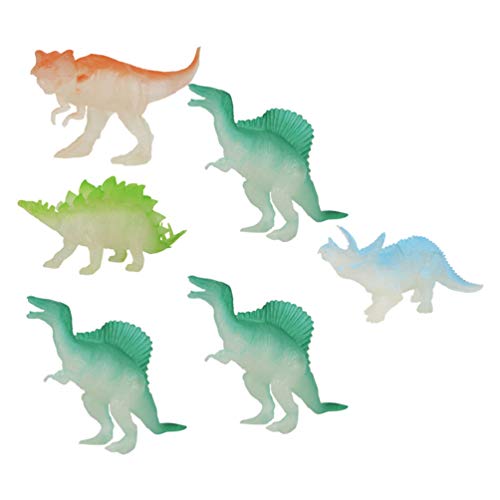 TOYANDONA 6 Piezas Que Brillan en La Oscuridad Juguetes de Dinosaurio Mini Figuras de Dinosaurio de Plástico Realistas Figuras de Acción Animales Jurásicas Luminosas de Bosque Modelo de