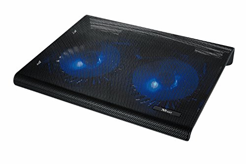 Trust Azul - Base de refrigeración para portátiles (Dos Ventiladores), Negro