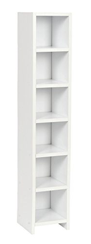 Ts-ideen – Estantería para CD con 6 estantes para almacenaje, madera, 105 x 20 cm, color blanco