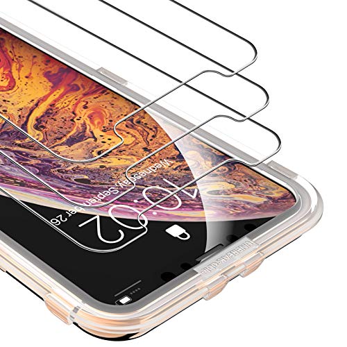 UNBREAKcable Protector de Pantalla para iPhone XS MAX [3 Paquete], Cristal Premium 2.5D con Dureza 9H para iPhone XS MAX- [Sin Burbujas, Marco de Instalación Gratuito, Funda Amigable]