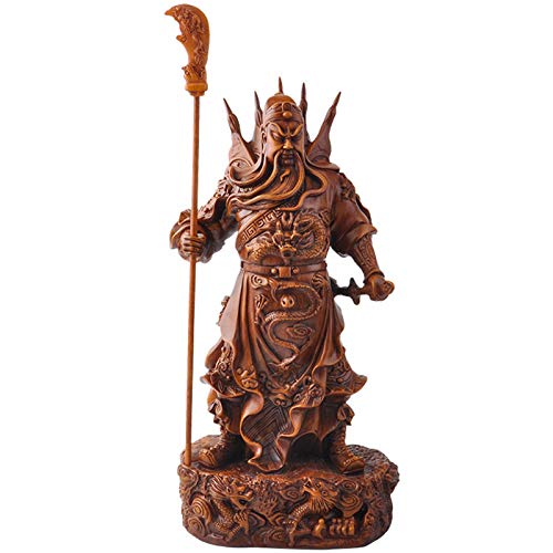 Vinbcorw Señor De La Guerra Héroe Guan Gong/Guan Yu/Kwan Kung/Kuan Gong Riqueza Estatua Suerte Guan Yu Wu Guan Caishen Eryë Dios De La Abundancia De Resina Buda Adornos,Marrón