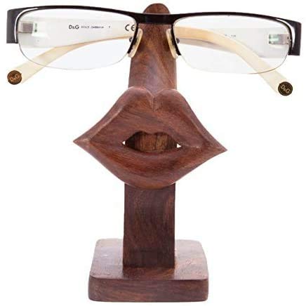 Whopper Soporte para gafas de sol de madera, talladas a mano, decoración de escritorio, oficina, hogar, accesorios de 5 pulgadas
