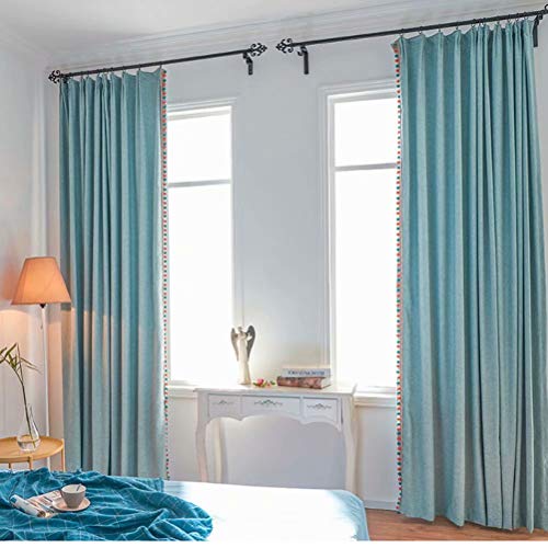 YANDANTY Moderna Sala de Estar de Color sólido Minimalista Dormitorio Cortina de algodón Azul Cielo 140 cm * 225 cm (Ancho * Alto) 2 Paneles
