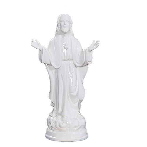 Ybzx Escultura de Cristo Jesús, Estatua católica de Jesús, Reliquias, Porcelana Blanca, decoración de Mesa de cerámica, Regalo religioso