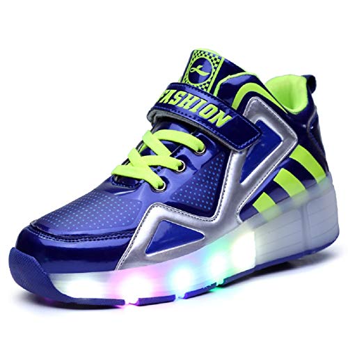 Zapatillas con Ruedas 7 Colores LED Luces Luminosas Zapatos Ajustable Ruedas Patines Deportes al Aire Libre Gimnasia Zapatillas de Skateboard para Niños y niña Los Mejores Regalos