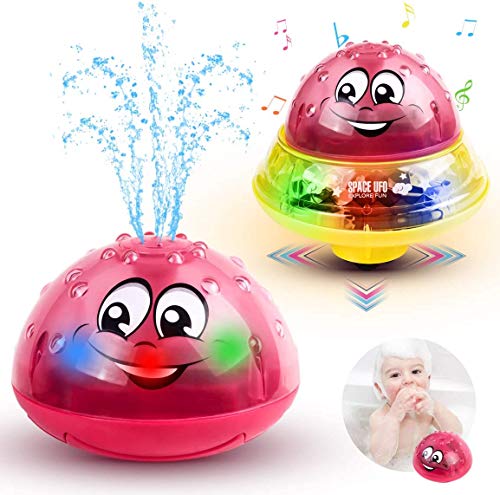 ZOEON Juguetes de baño para bebés - 2 en 1 Juguete Bañera con Sensor de Agua - Juguetes Agua con Luz - Juguetes Piscina Bebe - Juguete para baño Bebe (Rojo)