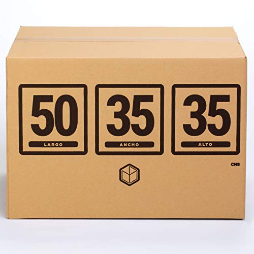 (10x) Cajas para Mudanza | Caja de Cartón TeleCajas | Onda Doble Reforzada, con Asas | 50x35x35 cms | Pack de 10 unidades