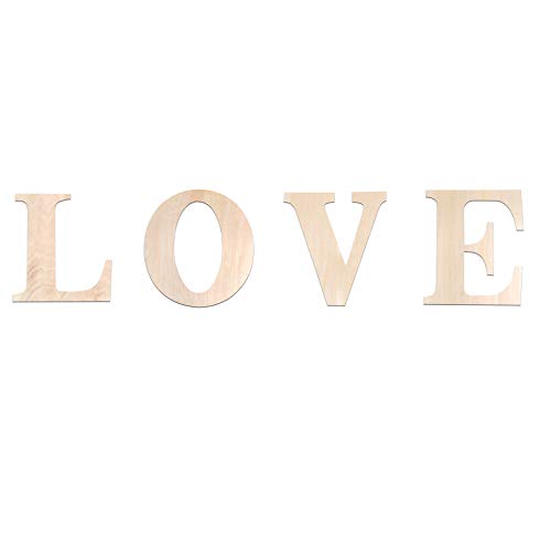 4 letras de madera decorativas de 12 pulgadas para pared letras de madera sin terminar conjunto de letreros de LOVE rústico con pinturas y pinceles decoración de letrero de amor de madera letras