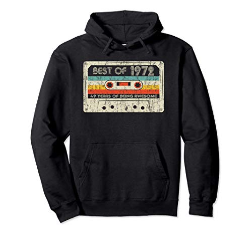 49th Birthday Gifts Best Of 1972 Cassette Tape Retro Vintage Sudadera con Capucha
