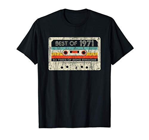 50th Birthday Gifts Best Of 1971 Cassette Tape Retro Vintage Camiseta