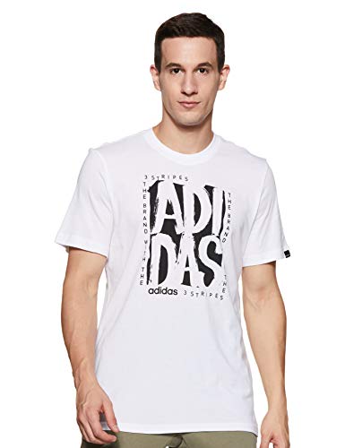 adidas M Stmp T Camiseta, Hombre, Blanco/Negro, L