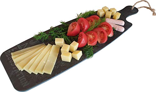 Bandeja de pizarra para servir, para queso, largo (45 x 15 cm) | Placa de piedra para cocina, tabla de cortar, queso, antipasti, plato para servir, piedra, bandeja para servir, bandeja para servir