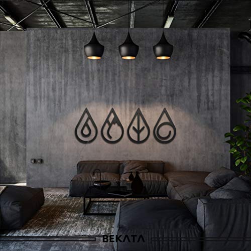 Bekata Cuatro Elementos Metal Wall Art Metal Decoración de pared Hogar Oficina Salón Dormitorio