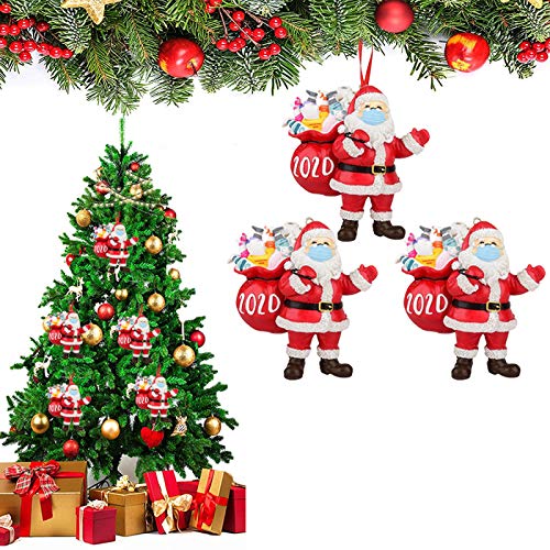 Bestine Juego de adornos navideños de 3/5/10 piezas, decoración de árbol de Navidad de resina 3D de 2020 en árboles de Navidad para decoración de sala de estar de fiesta familiar