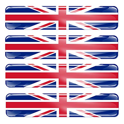 Biomar Labs® 4 pcs 3D Gel Pegatinas Bandera Nacional Gran Bretaña del Reino Unido UK Flag Thin Blue Line Silicona Adhesivo Autos Coches Motos Ciclomotores Bicicletas Ordenador Portátil F 26
