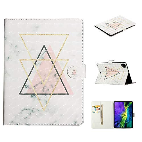 BIZHIKE Funda para iPad Pro 11" 2020 Smart Cover de Piel Stand Flip Wallet Case con Porta lápiz y Ranura para Tarjetas-Polvo de triángulo invertido