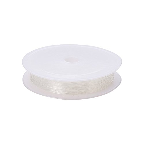 Cable de hilo de cristal transparente de cuerda de poliéster para hacer bisutería, de aproximadamente 0,4 mm de grosor en rollo de 10 m, de Pandahall, Blanco, 0.5mm