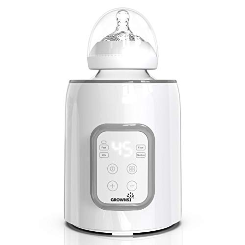 Calentador de biberones, esterilizador 5 en 1 con temporizador Calentador de alimentos para bebés y descongelador Calentador sin BPA con pantalla LCD Control preciso de temperatura para leche materna