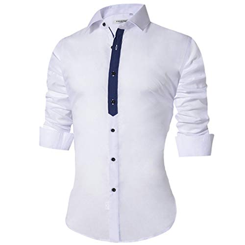 Camisa Casual de Hombre Slim Fit Camisa Casual con Botones para Hombre Camisas de Vestir Formales de Manga Larga 080 White Mixers Size 3XL