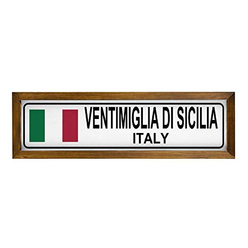 Cartel de madera con bandera italiana de Ventimiglia Di Sicilia, de Italia personalizada, letrero decorativo de madera para mujer