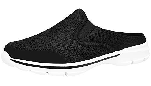 ChayChax Zapatillas de Estar por Casa para Mujer Hombre Zuecos Cómodos Suave Pantuflas de Interior Exterior Antideslizante Ligero Planos Zapatos de Casa, Blanco Negro, 47 EU