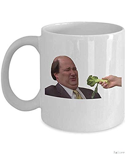 Coffee Mug 11oz-Coffee k Reusable Cups Kevin And Broccoli Cup (white) The Office Tv Show Kevin Malone Accessories Merchandise Shirt Sticker Decal Art Decor Best Mug Gifts