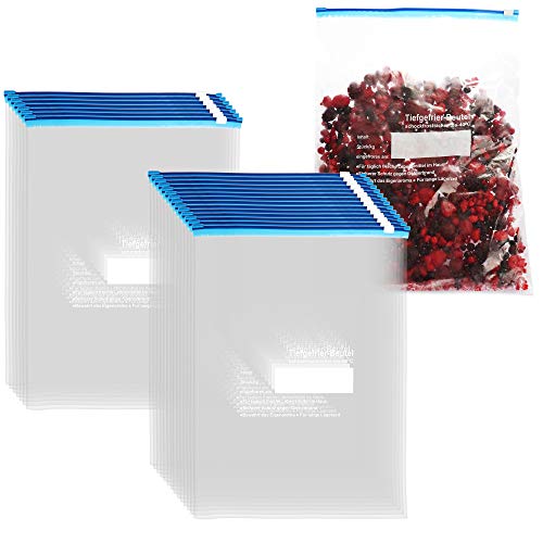 COM-FOUR® 21x bolsas para congelador 6 litros para cerrar, bolsas resellables para conservación de alimentos para el almacenamiento de alimentos, -40 ° C (6 L - 21 piezas)