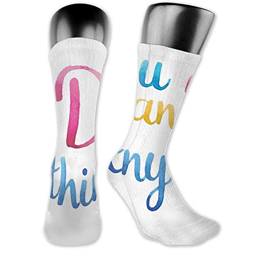 Compression High Socks,Ink Written Cursive Style You Can Do Anything Words,Women and Men For Running,Athletic,Hiking,Travel,Flight