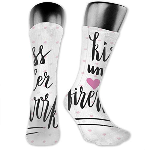 Cool Colorful Fancy Novelty Casual Cotton Socks,Hand Written Calligraphy With Heart Love Motif On Lipstick Stain Pattern