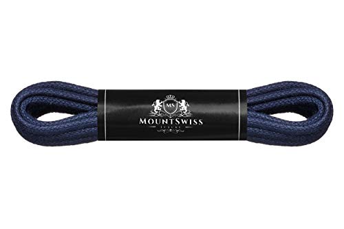Cordones Mount Swiss© Luxury encerados y redondos para zapatos de traje y de piel, 2 - 3 mm de diámetro, 45 - 120 cm de longitud, color Azul, talla 120 cm
