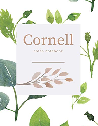Cornell Notes Notebook 8.5" x 11", paper note-taking system lined 100 pages, Beautiful Design for Girls and Young Ladies | Flowers Art - Relax Green on White