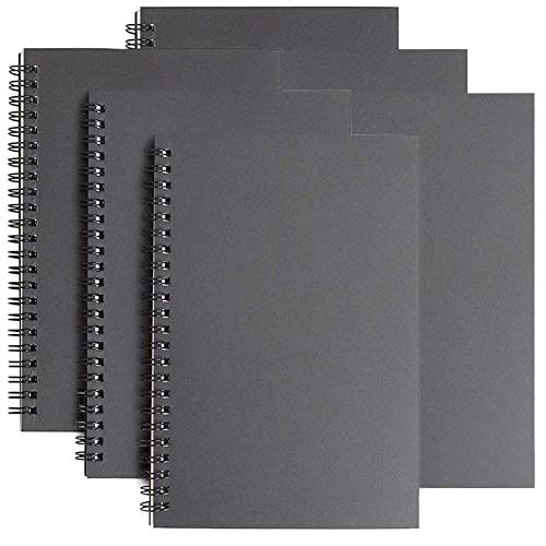 Cuaderno espiral A5, 6 unidades, cubierta suave, cubierta de papel kraft, negro, 100 páginas/50 hojas, bloc de notas, planificador perfecto para la escuela de viajes (negro)