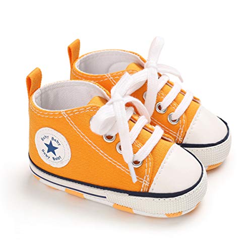DEBAIJIA Bebé Primeros Pasos Zapatos de Lona 12-18M Niños Alpargata Suave Antideslizante Ligero Slip-on 20 EU Oscuro Amarillo (Tamaño Etiqueta-3)