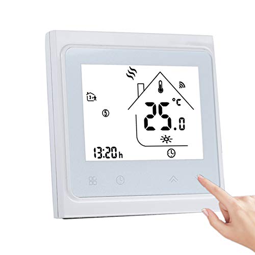 Dioche Termostatos de WiFi para el hogar, Pantalla táctil LCD Profesional Termostato Inteligente Controlador de Temperatura Ambiente para calefacción de Piso eléctrica Blanco