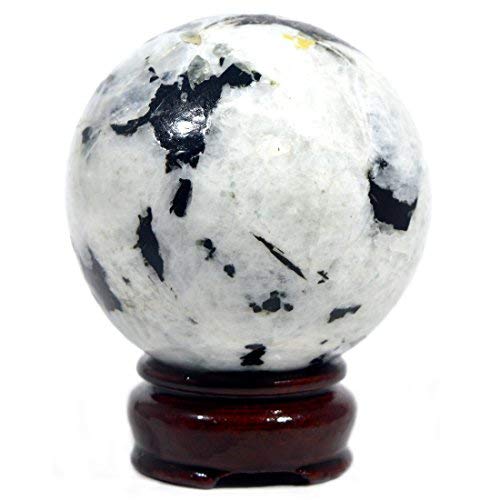 Excel Rainbow Moonstone Crystal Ball Natural White Flash Polished Feldspar Sphere Mineral Stone