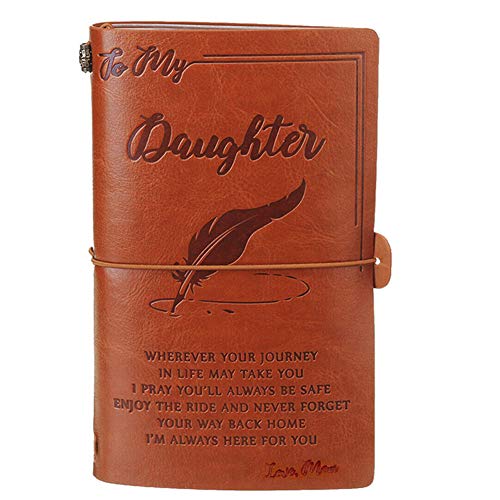 Fanville Diario de viaje de cuero vintage cuaderno encuadernado para hombres para mujeres genuino cuero antiguo grabado papel perfecto para notas