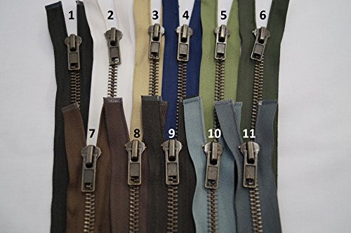 FIM Longitud especial 51 cm – 89 cm, cremallera de metal bruñido, riel grueso n.º 8, divisible para chaquetas de piel, 1 – negro (322), 62 cm