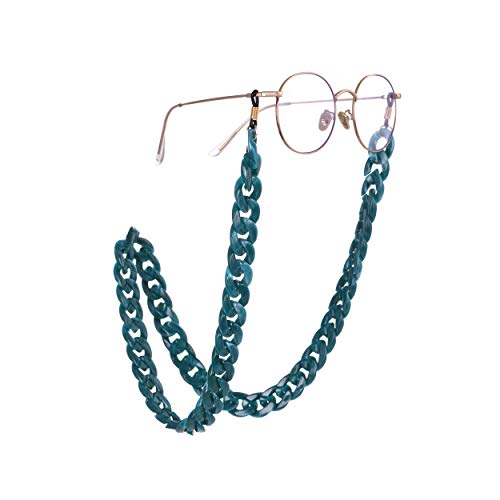 Fishhook - Cadena acrílica retro para gafas de vista y gafas de lectura para evitar que se caigan, enganche de goma negra, cordón, para mujeres y hombres Azul