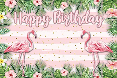 Flamingo Birthday Party Tropical Palms Tree Beach Poster Baby Kid Photo Backdrop Photography Background Photo Studio A4 1.5x1m