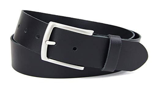 Frentree Cinturón de mujer de piel auténtica, fabricado en Alemania, 3,8 cm de ancho y 0,25 cm de grosor, color negro Negro 80
