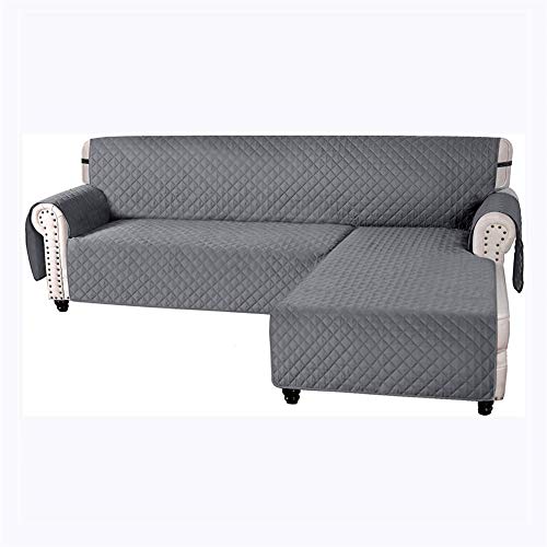 Funda de sofá impermeable, gran funda para sofá, acolchada y gruesa, para cojín, protector de mascotas y perros (gris, L)