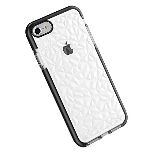 Funda para iPhone6 Plus, Carcasa Silicona Transparente Protector TPU Airbag Anti-Choque Ultra-Delgado Anti-arañazos Case 3D Modelo de Diamante Funda para iPhone6S Plus, Negro