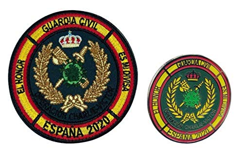 Gemelolandia | Pack Parche militar y Pin de Solapa Operación Balmis España Operación Militar 2020 25 mm | Broche Pin de traje Unidades Militares Españolas | Muy Adherentes | Patch Stickers