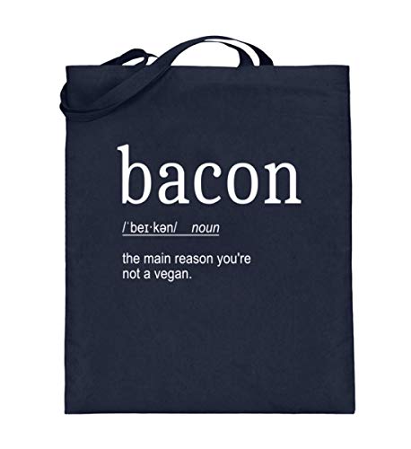 Generisch Baconliebhaber Bacon - Bolsa de yute antivegetarianos | Bacon Definition bolsa de algodón, color Azul, talla 38cm-42cm