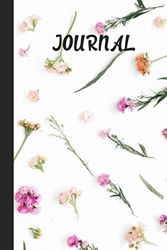 Journal: A Journal to hug the story of your life and love | Floral pattern Matte cover with Pink and Beige wildflowers, Green Branches-Leaves on White ... | 120 Perfect Lined Minimal Designed Pages